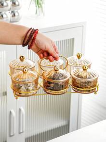 1 Juego de Bandeja Compartimentada Grande con Asas Duales - Contenedor de Almacenamiento de Alimentos Espacioso con Bandejas de Aperitivos Extraíbles, Tapa y Organizador de Refrigerador - Adecuado para Viajes, Fiestas, Ensaladas, Aperitivos y Dulces