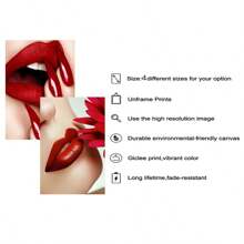2pcs/Set Red Lipped Modern Girl Poster And Print, Canvas Art, Aesthetics Poster, For Living Room Bedroom Office Wall Decor,Without Frames