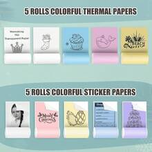 10Rolls Printer Paper,57x25mm,Thermal Paper Rolls,5 No-Sticky 5 Adhesive Sticker, Compatible With Mini Pocket Portable Thermal Printer For Pictures/Retro-Style Photos/Receipts/Notes/Lists/Label/ Memo/QR Codes - 10Rolls Printing Paper - View 3