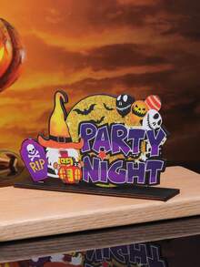 1pc Wooden Halloween Party Scene Decoration Home Decor Ornament - Pumpkin Hat - View 4