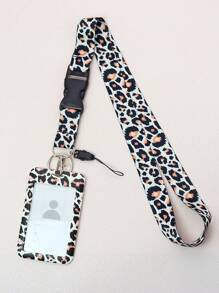 1pc Leopard Print ID Card Holder With Metal Clasp Detachable Lanyard, Ideal For Women, Teachers, Students And Employees, Stylish Brown Leopard Print Car Accessories Bag Charm Backpack For School Letter Cute Goth Y2k Christmas Gift Ideas Bag Accessories Lanyards With Id Holder Car Accessories Bag Charms Car Friend Sister - Brown - View 14