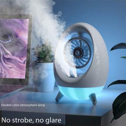 1pc USB Desktop Cooling Fan Mini Dual Spray Mist Humidifying Water Cooled Fan