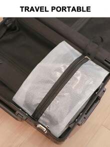 1pc Foldable Travel Shoe Storage Bag, Waterproof Shoe Sorting Bag, Portable Handheld Shoe Organizer For Outdoor Use - White - View 3