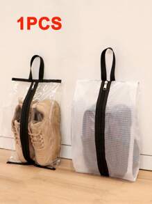 1pc Foldable Travel Shoe Storage Bag, Waterproof Shoe Sorting Bag, Portable Handheld Shoe Organizer For Outdoor Use - White - View 1