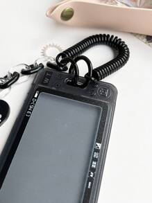 1pc Solid Color Minimalist Fun Ins Style PS Plastic Card Cover Portable Black Card Holder With Heart Keychain Women's Suitable For Daily Bus Card Protection Cover ID Badge Holder Card Storage Cover - Black - View 8