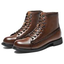 Men's Oxford Dress Boots Classic Formal Business Boot Lace Up Fashion Derby Boots For Men Office Wedding Driving - Brown - View 2