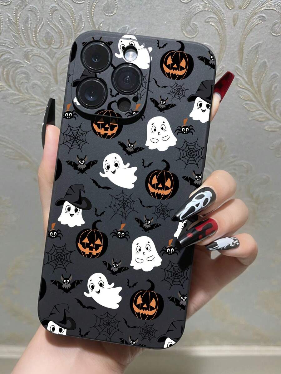 1 pieza Funda protectora de teléfono a prueba de caídas y antideslizante de moda para Halloween, compatible con iPhone, Honor, Redmi, Galaxy, Pixel, versión internacional, no la versión nacional - Negro - Ver 1