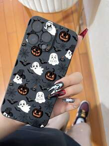 1 pieza Funda protectora de teléfono a prueba de caídas y antideslizante de moda para Halloween, compatible con iPhone, Honor, Redmi, Galaxy, Pixel, versión internacional, no la versión nacional - Negro - Ver 6