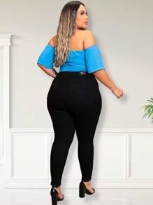 Women's Jeans Plus Size Basic Black Skinny High Waist With Lycra Spandex High Waist Premium Butt Lift - 黑色 - 查看 4