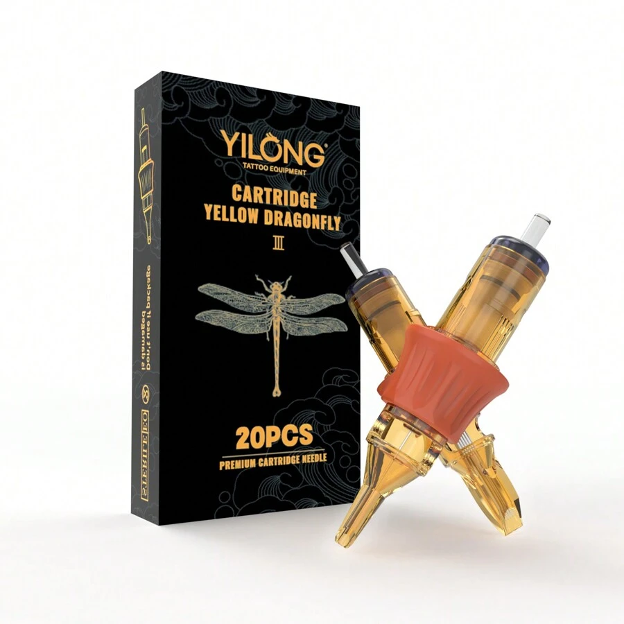 YILONG 20Pcs YILONG Tattoo Needle Yellow Dragonfly3 Individually