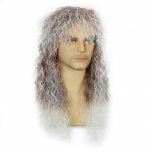 Peluca de mujer/hombre estilo mullet de los años 70 y 80, rizada y larga, para disfraz de rockstar de heavy metal, punk o Halloween, accesorio personalizado para fiesta (NEGRO) - Multicolor - Ver 11