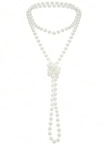 7pc 1920 Flapper Artificial Feathers Headband Alloy Rhinestone Earring Long Pearl Choker Necklace 1920s Shawl Satin Gloves Set For Women 20s Flapper Accessories Gasby Theme Party