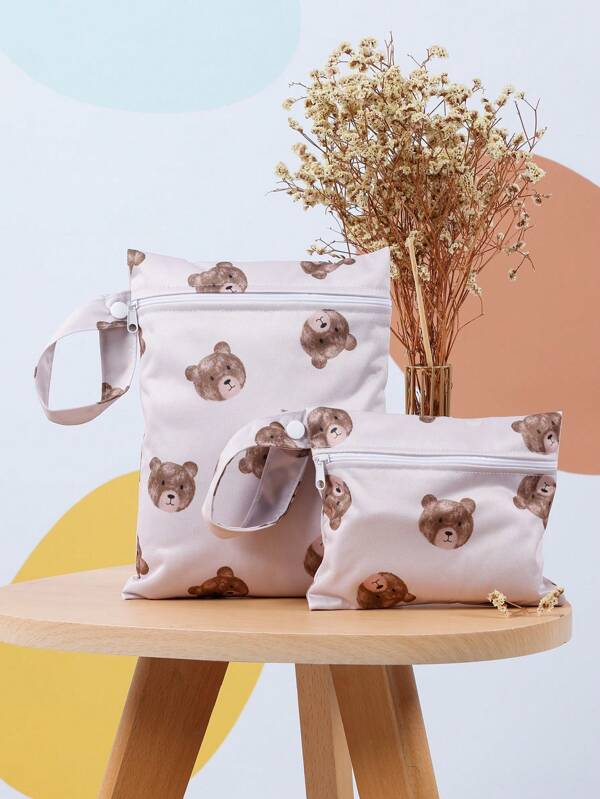 2PCS Reusable Cloth Nappy Wet Bag Waterproof Storage Bag Mini Mum Bag