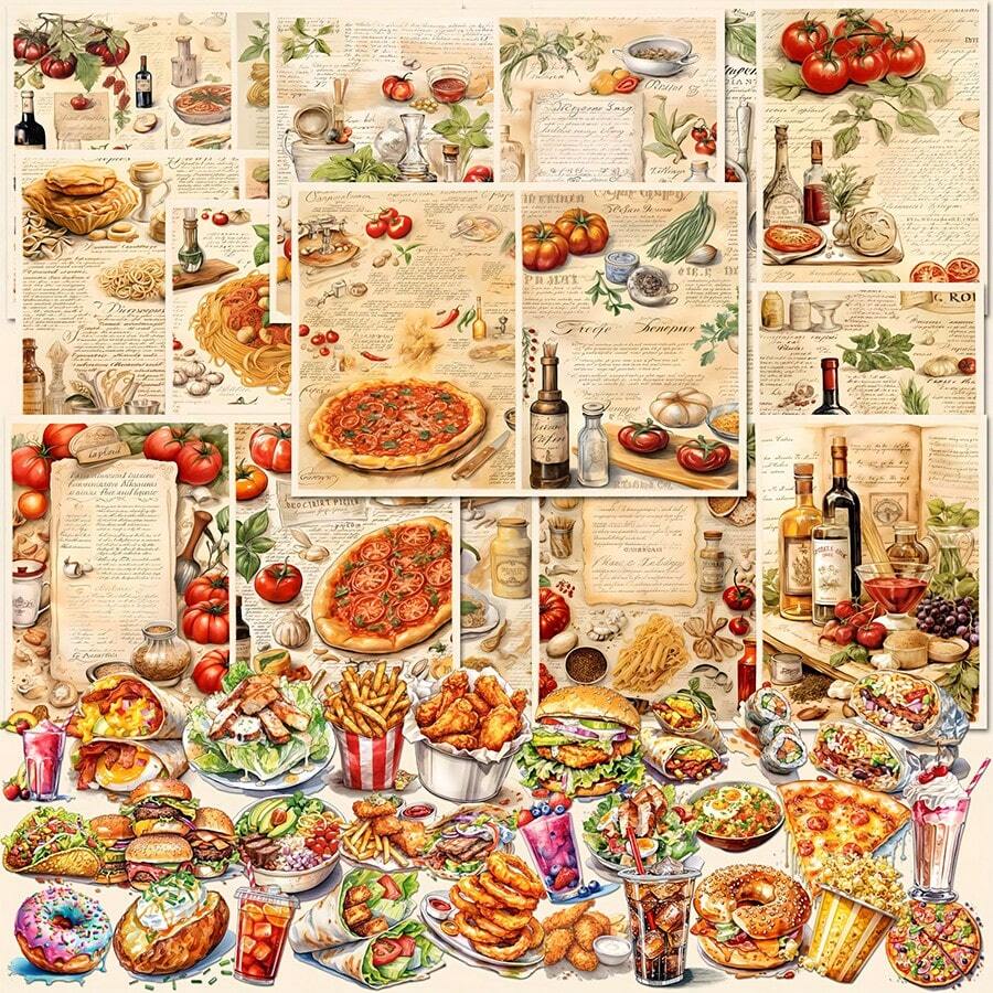 JAI IMAN 68 件（10 张纸 + 58 张贴纸）可爱精致主题剪贴簿纸套装，非常适合迷你礼品包装、子弹日记本、艺术工艺品、剪贴簿用品、背景垫、垃圾日记本套件、DIY 工艺品