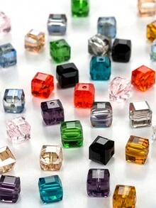20pcs 8mm Multi-Faceted Crystal Glass Cube Beads For DIY Jewelry Making, Random Colors - Multicolor - View 1