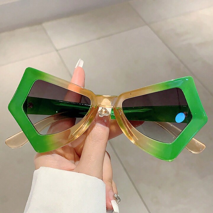 New Fashion Butterfly Fashion Glasses For Men And Women Vintage Multi Gradient Candy Color Shades Polygon Travel Fashion Glasses SHEIN