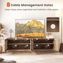 Mueble para TV de estilo granja para TVs de hasta 75 pulgadas con 2 armarios - roble