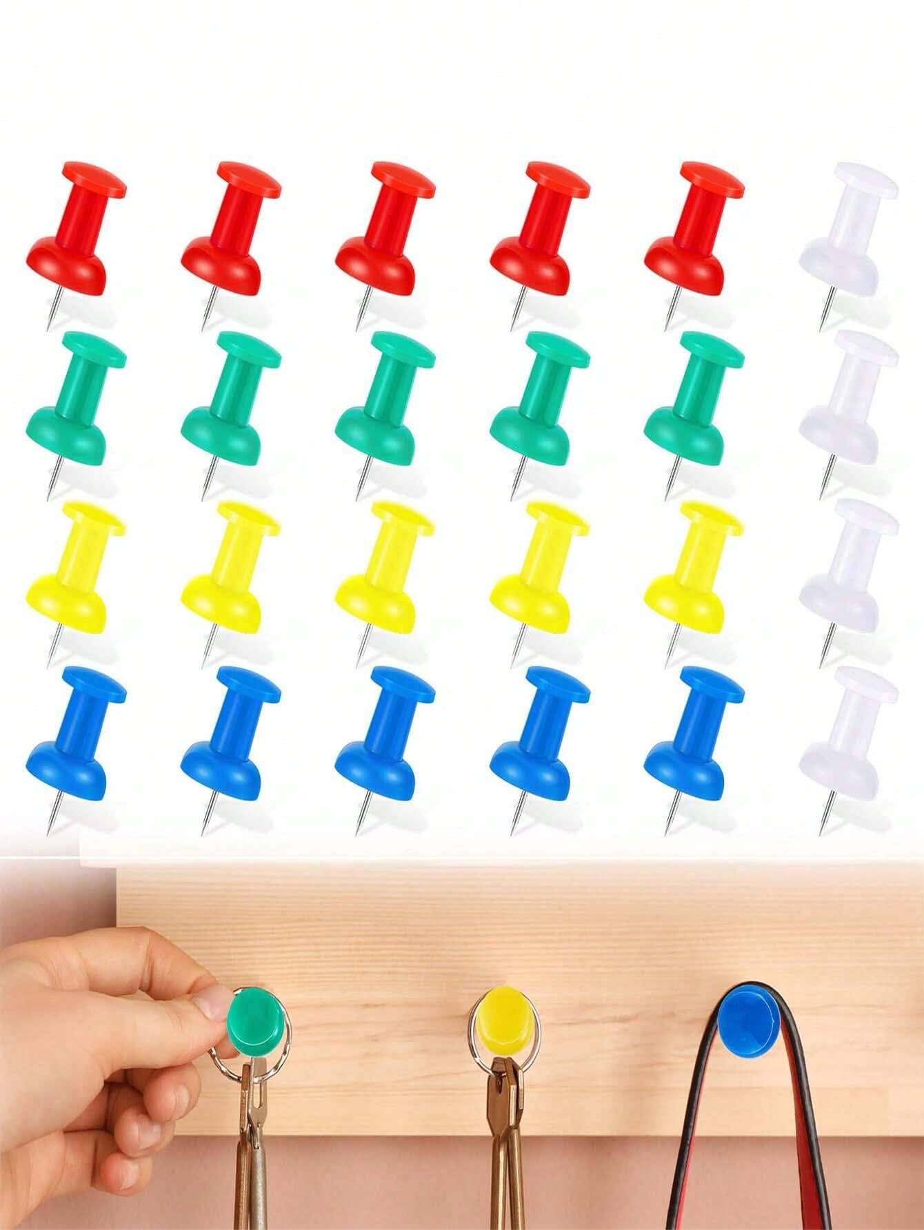 50 Count Jumbo Push Pins For Cork Board, Giant Colored Push Pins Large
