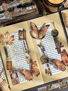 1 Pack Of 40 Pieces Of Waterproof Pet Notebook Sticker Pack For The Book Of Memory, Creative Retro Notebook Material Paper Stickers - Very Suitable For DIY Notebook And Suitcase Decoration Stickers Scrapbook Supplies Stationery Scrapbook - Multicolor - View 10