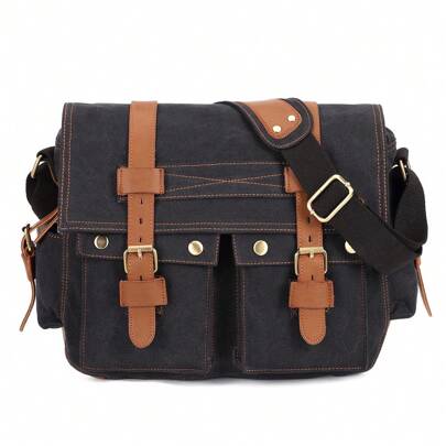 KAUKKO Canvas Messenger Bag - Vintage Crossbody Shoulder Bag Military Satchel