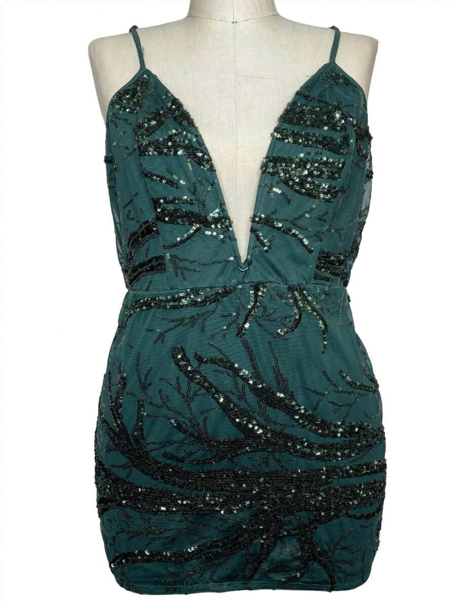 BANJUL Green Sequin Mini Dress - Green - View 1