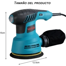 Lijadora Orbital, Lijadora de Madera, 5 Pulgadas, Transmisión de 6 Velocidades. Pulidora Orbital, Con Bolsa para El Polvo y 10 Piezas de Papel de Lija. Para Trabajar la Madera, Lijar, Pulir - Azul - Ver 3