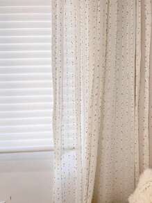 1 pieza de cortina de gasa tipo varilla con jacquard de puntos azules y verdes, para habitaciones infantiles, habitaciones de princesas, sala de estar, dormitorio, balcón, ventana de bahía, partición. No incluye varilla romana o riel.