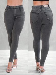 Women Jeans - 灰色 - 查看 7