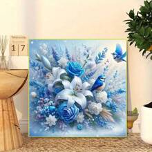 1 Stück 30*30cm Lilien- und Vogelmuster 5D Diamantmalerei-Set, DIY Diamant-Kunstset zur Kreuzstichstickerei, Wohnzimmer Schlafzimmer Heimdekoration, Freundschaft Geburtstagsüberraschungskunst-Geschenk, ohne Rahmen
