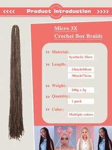 Micro Braids Hair Extensions Long Micro 3X Pre-Looped Synthetic Zizi Braids  24 Inch 100g/Pack Color Thin Small Box Braid Crochet Twisted Hair Synthetic Kanekalon Braiding Hair Extension