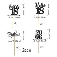 12 件 18 岁生日纸质装饰物，蛋糕装饰，非常适合生日派对和烘焙 - 彩色 - 查看 2