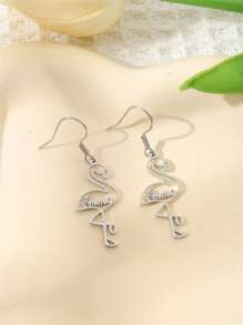 1 cặp Bông tai tên chim hồng hạc được cá nhân hóa, Bông tai tên dễ thương Quà tặng trang sức cho trẻ em, Bông tai mặt dây chuyền tên bé gái tùy chỉnh, Quà tặng sinh nhật, Quà tặng tình bạn - Bạc - Xem 2