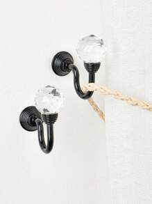 2入組水晶合金掛簾鉤（附螺絲），多種顏色選擇 - 金色 - 查看 5