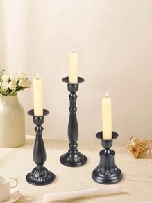 1个金属铁质哑光金色烛台，简约现代欧式风格，适用于婚礼、派对、烛光晚餐、家居装饰、房间装饰、礼品 - 黑色 - 查看 4