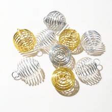 10-30入組金屬螺旋珠籠吊墜，空心珠帽，適用於DIY手鍊、首飾製作配件 - cage pendant charm - 查看 6