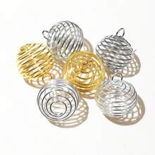 10-30入組金屬螺旋珠籠吊墜，空心珠帽，適用於DIY手鍊、首飾製作配件 - cage pendant charm - 查看 7