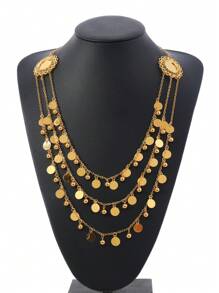 Collana in lega multistrato stile europeo e americano con fogli metallici e sfere di ferro