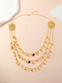 Collana in lega multistrato stile europeo e americano con fogli metallici e sfere di ferro