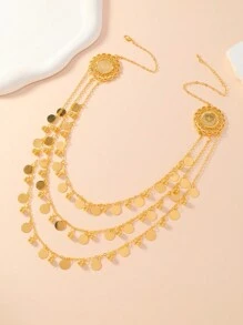 Collana in lega multistrato stile europeo e americano con fogli metallici e sfere di ferro