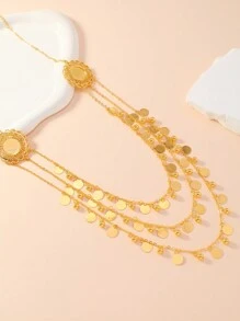 Collana in lega multistrato stile europeo e americano con fogli metallici e sfere di ferro