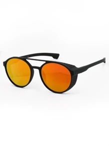 Retro Fashion Glasses Semi-Round Frame Side Protection - 橘色 - 查看 3