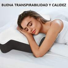 Almohada Memory Foam Almohada Cervical en Forma de Mariposa, Almohadas para Cuello con Fundas de Almohada Suaves Almohada Ortopedica 60x38 cm - Gris - Ver 7