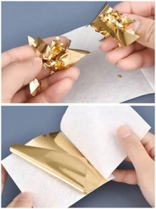 100pcs Imitation Gold Silver Foil Paper Leaf Gilding DIY Art Craft Paper Birthday Party Wedding Cake Decorations Resin Candle Plaster Craft Art Nail Decoration