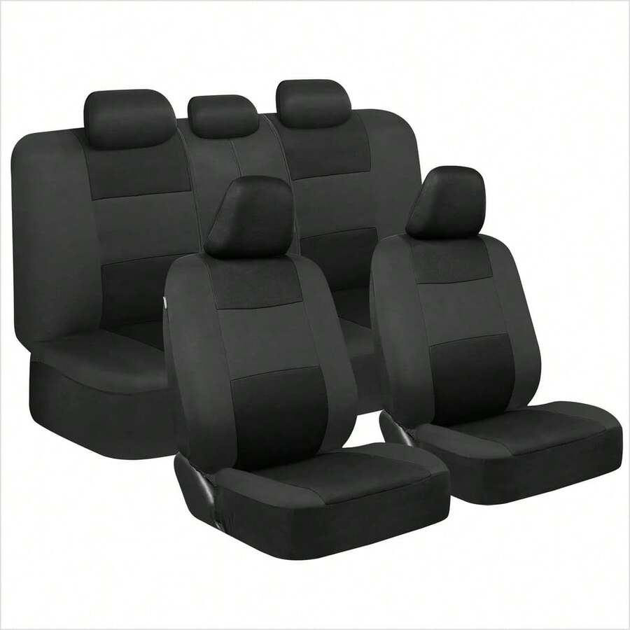 Black Gray Car Seat Covers Front & Rear Bench Full Set For Auto Truck - Nhiều màu - Xem 1