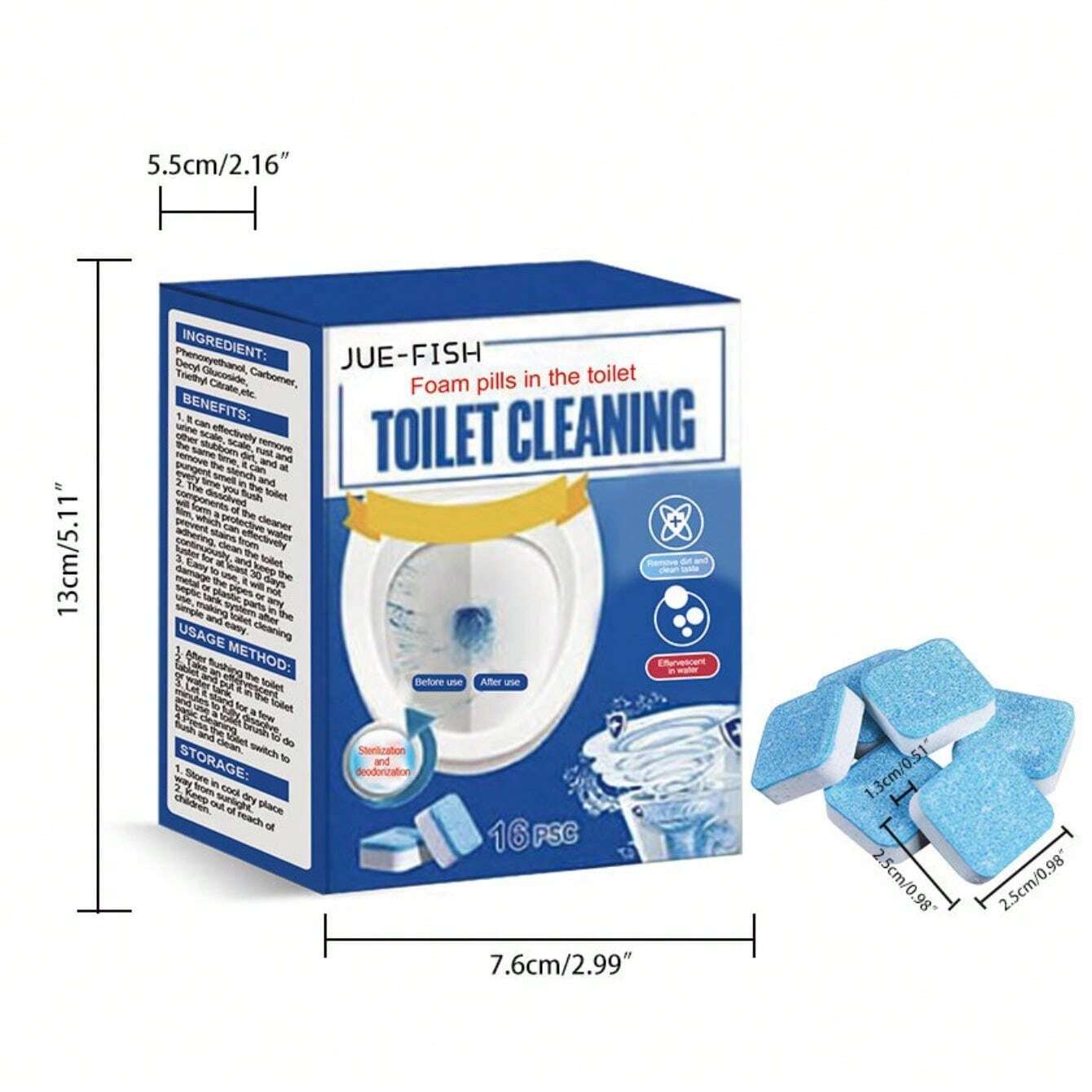 1pc Toilet Bowl Effervescent Tablets Toilet Cleaning Stain Removal