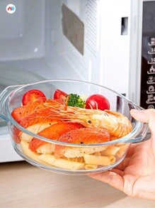 Crystal Glass Stew Pot With Lid And Double Ears, High Temperature Resistant For Microwave And Oven, Kitchen Essential - Transparent - View 2