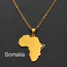 1pc Stainless Steel Jewelry Nigeria Ghana Morocco Cameroon Map Pendant Necklaces - Multicolor - View 7