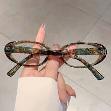 1pc Oval Full Frame Korean Style Ladies Plano Lenses Glasses, Minimalist Chic College Style High-End Glasses For Women