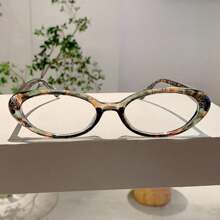 1pc Oval Full Frame Korean Style Ladies Plano Lenses Glasses, Minimalist Chic College Style High-End Glasses For Women