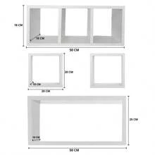 Kit Nicho 4 Peças Decorativo Em MDF Branco Para Sala Cozinha Banheiro Suporte Invisível - Branco - Visão 4